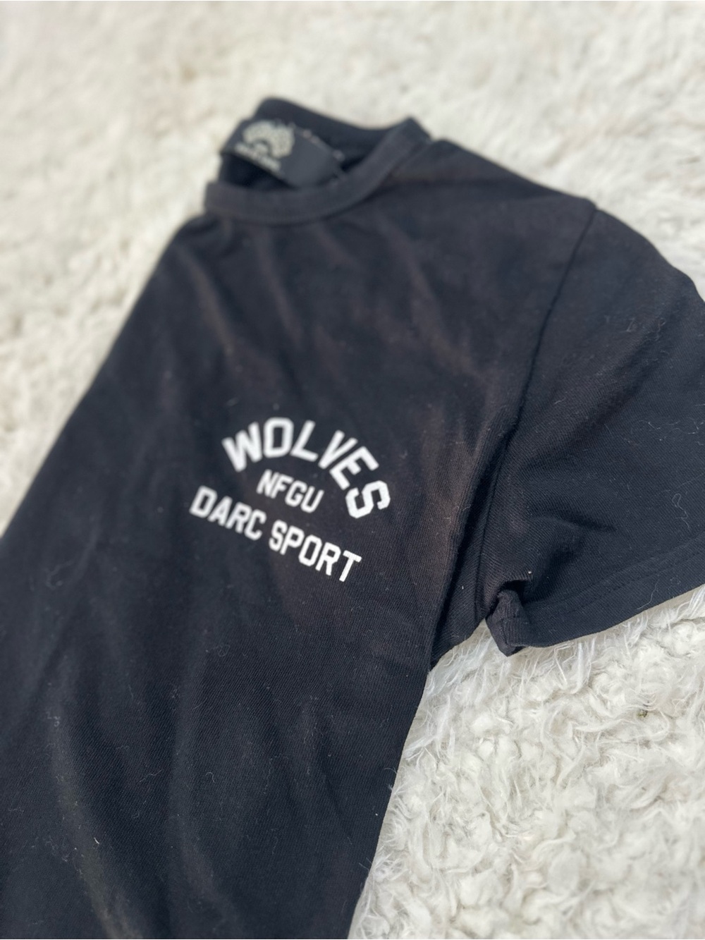 Darc Sport Black Crop Top with White 'WOLVES' Logo